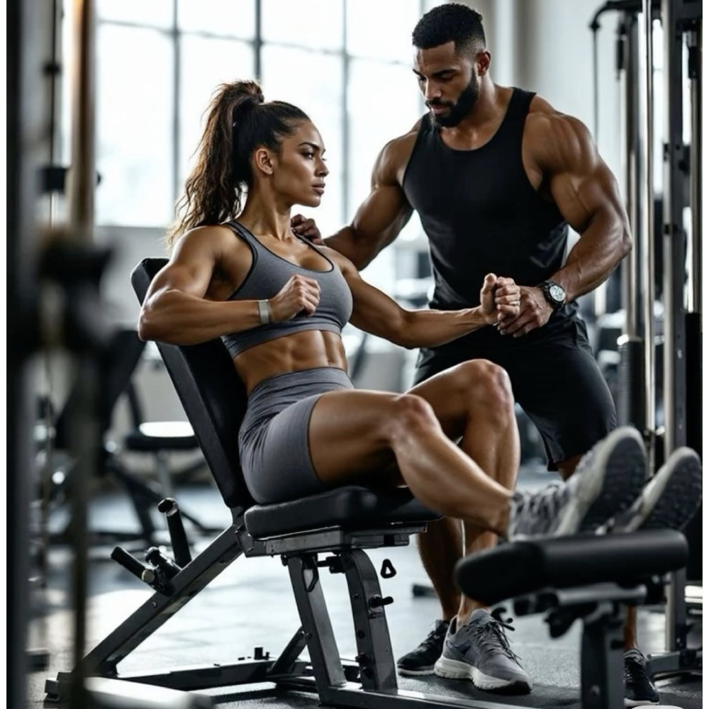 Couple en séance de coaching fitness